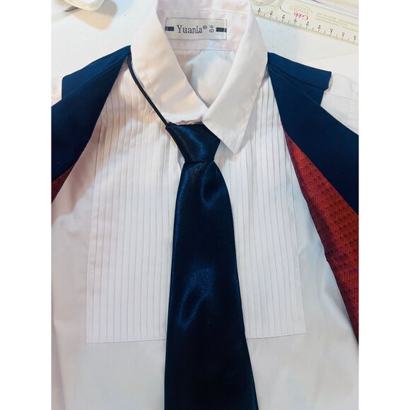 Boys Formal Navy Blue Suit Set Vest  Tie By YuanLu See Measurements  Christmas - Picture 3 of 12